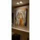 Quadro decorativo sagrada família pintado a mão pincelas largas,estilo cubista,moderno,medida 70x90 