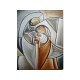 Quadro decorativo sagrada família pintado a mão pincelas largas,estilo cubista,moderno,medida 70x90 