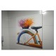 Quadro decorativo pintado a mão tema bicicleta e flores estilo moderno 5a, 80x80 