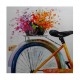 Quadro decorativo pintado a mão tema bicicleta e flores estilo moderno 5a, 50x50
