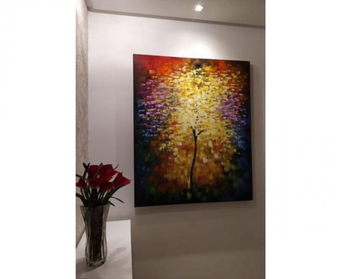 Quadro pintado a mão arvore estilo moderno medida 120x100