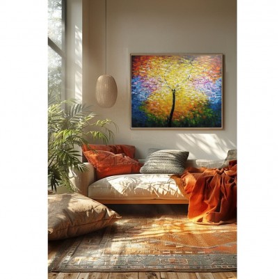 Quadro pintado a mão arvore estilo moderno medida 80x100 