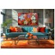 Quadro decorativo abstrato com flores estilizadas medida 60x100 