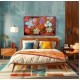 Quadro decorativo abstrato com flores estilizadas medida 60x100 