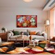 Quadro decorativo abstrato com flores estilizadas medida 60x100 