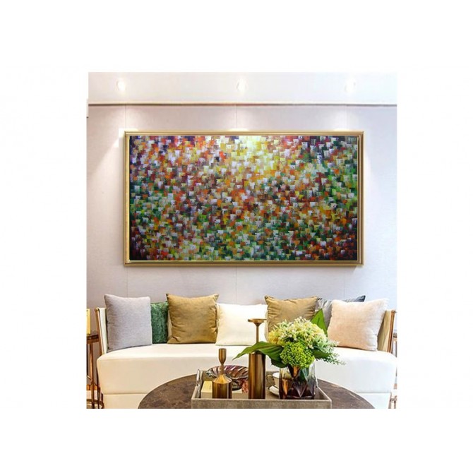 Quadro abstrato multicolorido pintado a mão 90x160