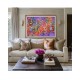 Quadro decorativo abstrato com flores estilizadas medida 70x100 