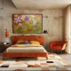 Quadro decorativo abstrato com flores estilizadas medida 100x150