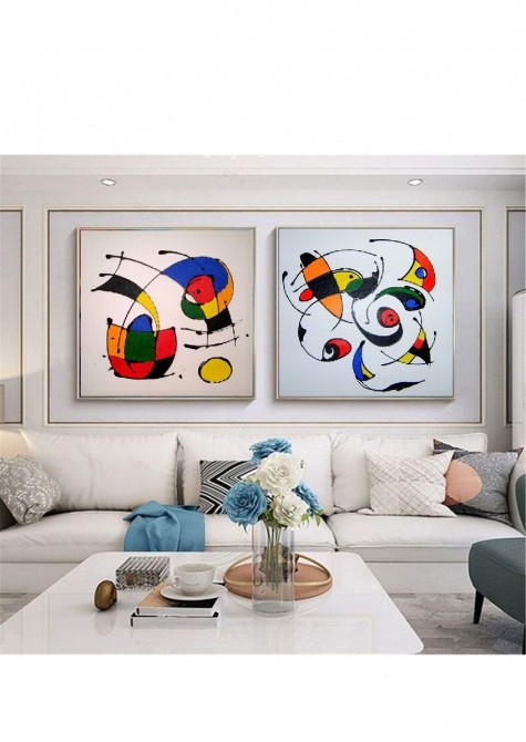 Quadro abstrato releitura de Miró por Katia Almeida medida 50x50