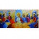 Quadro Santa ceia pintada a mão colorida modelo curvas  medida 50x100 