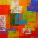 Quadro abstrato multicolorido pintado a mão geométricos espatulado 30x30