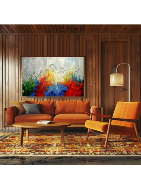 Quadro santa ceia fundo abstrato colorido 2b cor d medida  100x160 