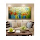 Quadro pintado a mão arvore e passarinhos medida 80x150 