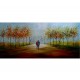 Quadro paisagem com casal e cão pintado a mão 70x150