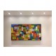 Quadro abstrato multicolorido pintado a mão geométricos espatulado  80x150