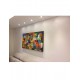 Quadro abstrato multicolorido pintado a mão geométricos espatulado  80x150