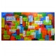 Quadro abstrato multicolorido pintado a mão geométricos espatulado  80x150