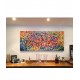 Quadro abstrato multicolorido pintado a mão 80x180 