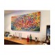 Quadro abstrato multicolorido pintado a mão 80x180 