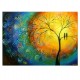 Quadro decorativo pintado a mão tema arvores e passarinhos estilo moderno 2a 50x70 