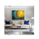 Quadro decorativo pintado a mão tema arvores e passarinhos estilo moderno 2a 50x70 