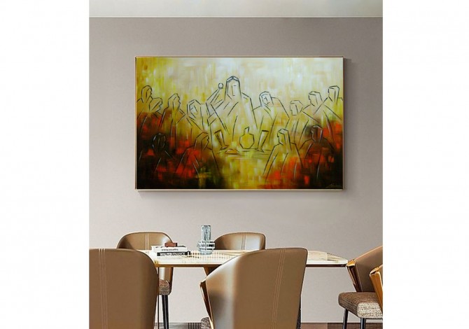 Quadro santa ceia fundo abstrato colorido 2b cor c medida  80X120 