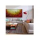 Quadro decorativo pintado a mão tema arvores e passarinhos estilo moderno 2a 70x140
