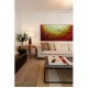 Quadro decorativo pintado a mão tema arvores e passarinhos estilo moderno 2a 70x140