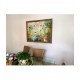 Quadro pintado a mão arvore e passarinhos medida 90x120 