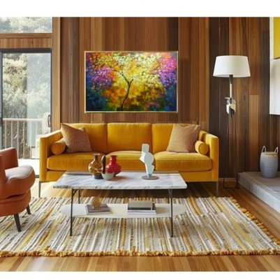Quadro pintado a mão arvore estilo moderno medida 80x120 
