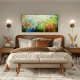 Quadro pintado a mão arvore e passarinhos medida 50x120 