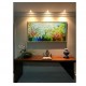 Quadro pintado a mão arvore e passarinhos medida 50x120 