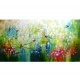 Quadro pintado a mão arvore e passarinhos medida 80x150 