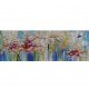 Quadro pintado a mão arvore e passarinhos medida 30x100 