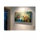 Quadro pintado a mão arvore e passarinhos medida 60x100 