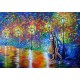 Quadro decorativo pintado a mão paisagem casal lustres medida 90x120 