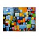 Quadro abstrato pintado a mão, pedras coloridas e escadinhas 60x100