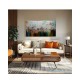 Quadro pintado a mão arvore e passarinhos medida 60x120 