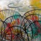 Quadro decorativo pintado a mão tema bike, ciclismo, bicicleta, abstrato,original, medida 70x180 