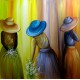 Quadro pintado a mão tema floristas, camponesas 110x110  