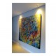 Quadro abstrato multicolorido pintado a mão, vertical 180x160 