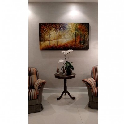 Quadro decorativo pintado a mão paisagem medida 80x150 