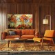 Quadro decorativo pintado a mão paisagem abstrato arvores 80x150