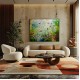 Quadro pintado a mão arvore e passarinhos medida 100x120 