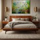 Quadro pintado a mão arvore e passarinhos medida 100x120 