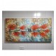 Quadro pintado a mão arvore e passarinhos flores vermelhas ,medida 60x120 