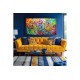 Quadro abstrato multicolorido pintado a mão 70x120 