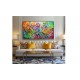 Quadro abstrato multicolorido pintado a mão 70x120 