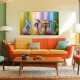 Quadro pintado a mão tema floristas, camponesas  70x120 