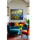 Quadro decorativo pintado a mão paisagem noturna casal 60x80
